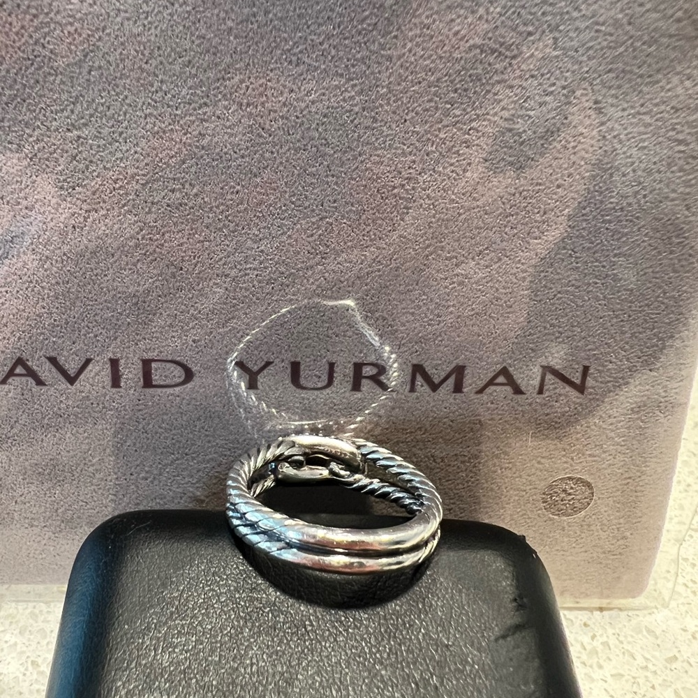 David Yurman Silver Cable Ring with Blue Sapphires - Picture 3 of 3